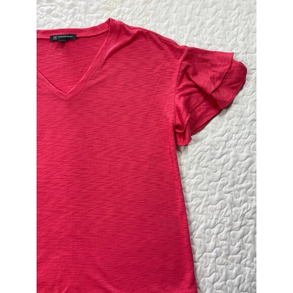 INC International Concepts Pink Ruffle Sleeve Knit Blouse size small - Picture 2 of 6